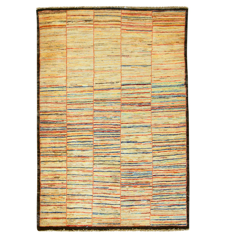 Hand Knotted Wool Area Rug in Multi