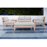 Huntington 7 Piece Teak Loveseat Seating Group with Sunbrella Cushions