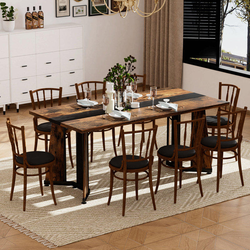 Grande table de salle à manger rectangulaire de 70,9 po, grand bureau imperméable pour 8 personnes, table de salle à manger familiale de luxe avec pieds réglables pour la cuisine, le salon et le bureau
