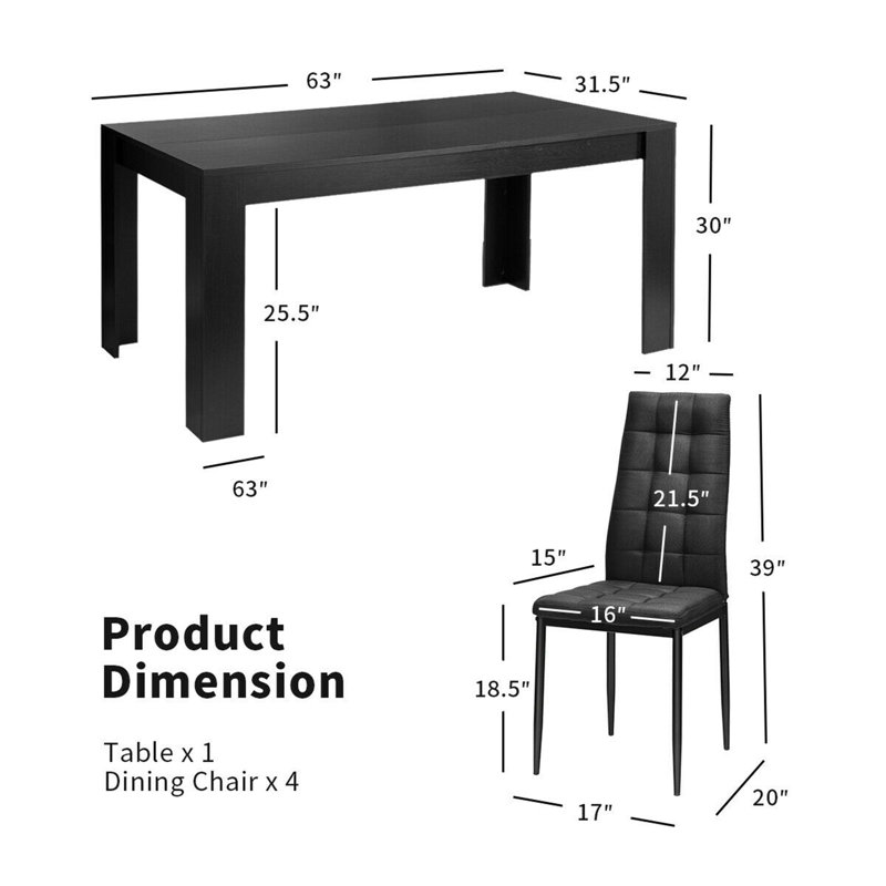 Nicko Four Leg Dining Set, 5 PIeces