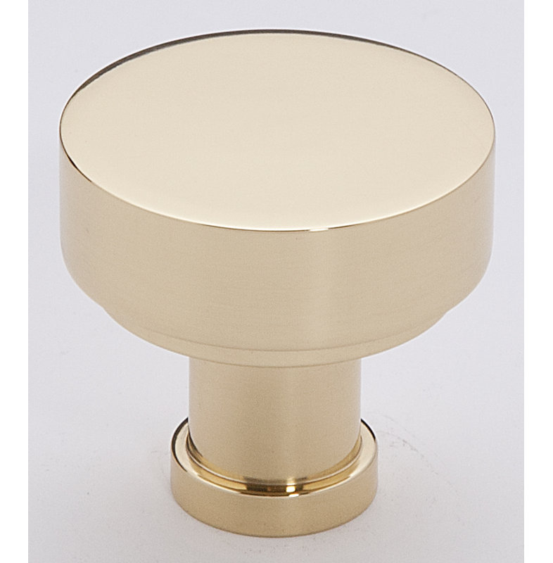 Glossy Round Brass Cabinet Knob with Mounting Hardware