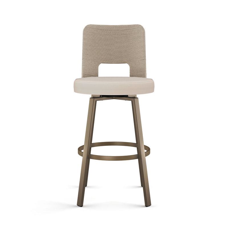 Tabouret de bar et de comptoir pivotant avec dossier Seagrass Arshavir, Bronze