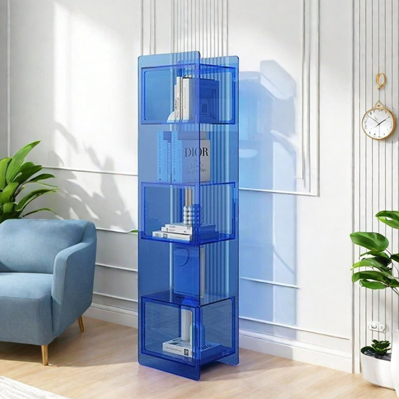 Bibliothèque moderne simple avec porte, Bleu