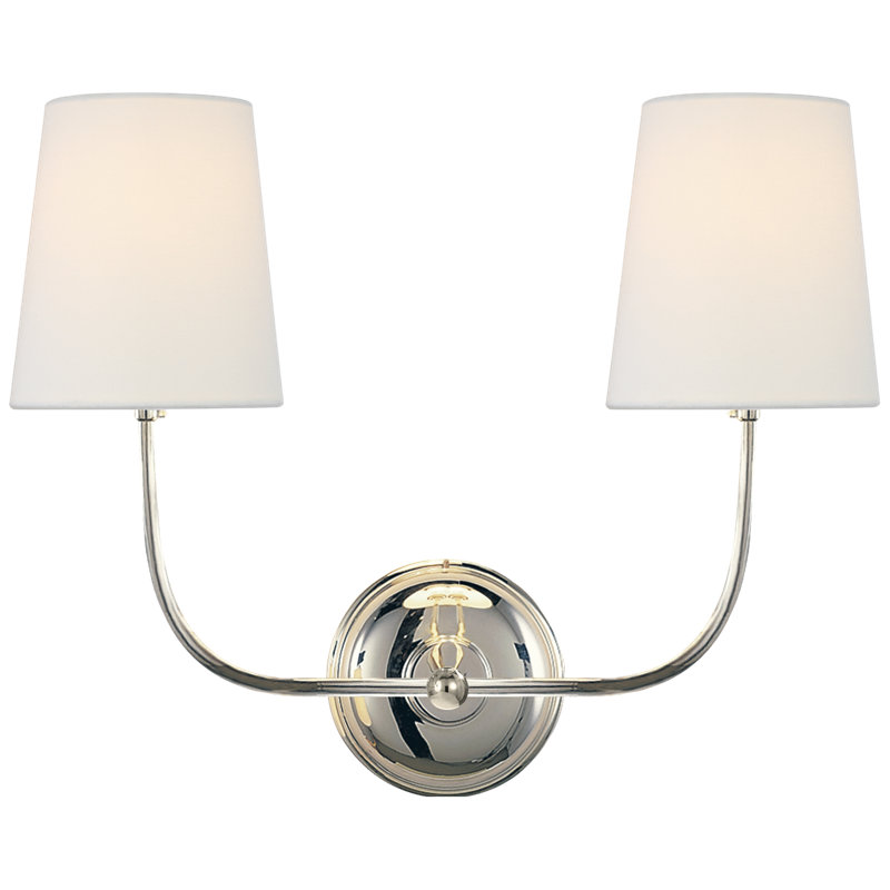 Thomas O'Brien Vendome Double Sconce, Polished Nickel, Fabric