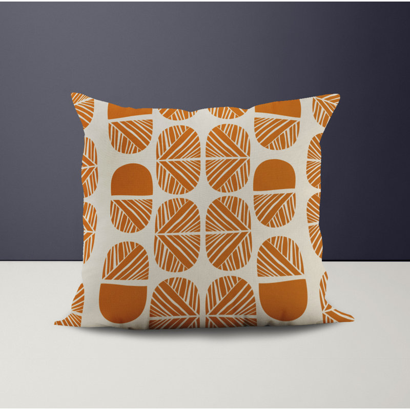 Jeté carré en polyester intérieur / extérieur, L 17 po x H 17 po, Orange