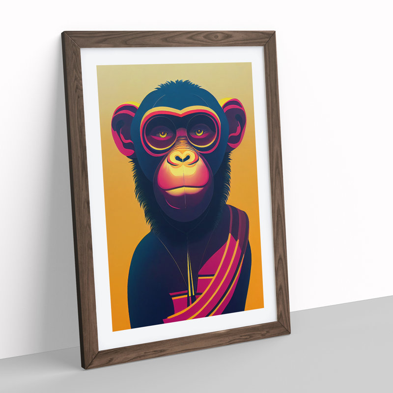 Monkey of the Future - Wall Art, 64cm H x 46cm W x 2cm D, Walnut