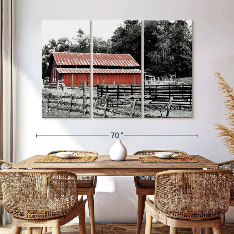Lilie BW Rustic Barn, 42" H x 65" W
