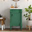 Meuble-lavabo moderne de 18 pouces avec lavabo en céramique, petit espace de rangement vert avec pieds en bois massif