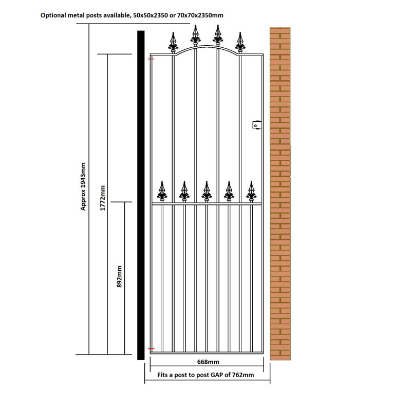Pinkley Black Metal Gate, 76cm W X 198cm H