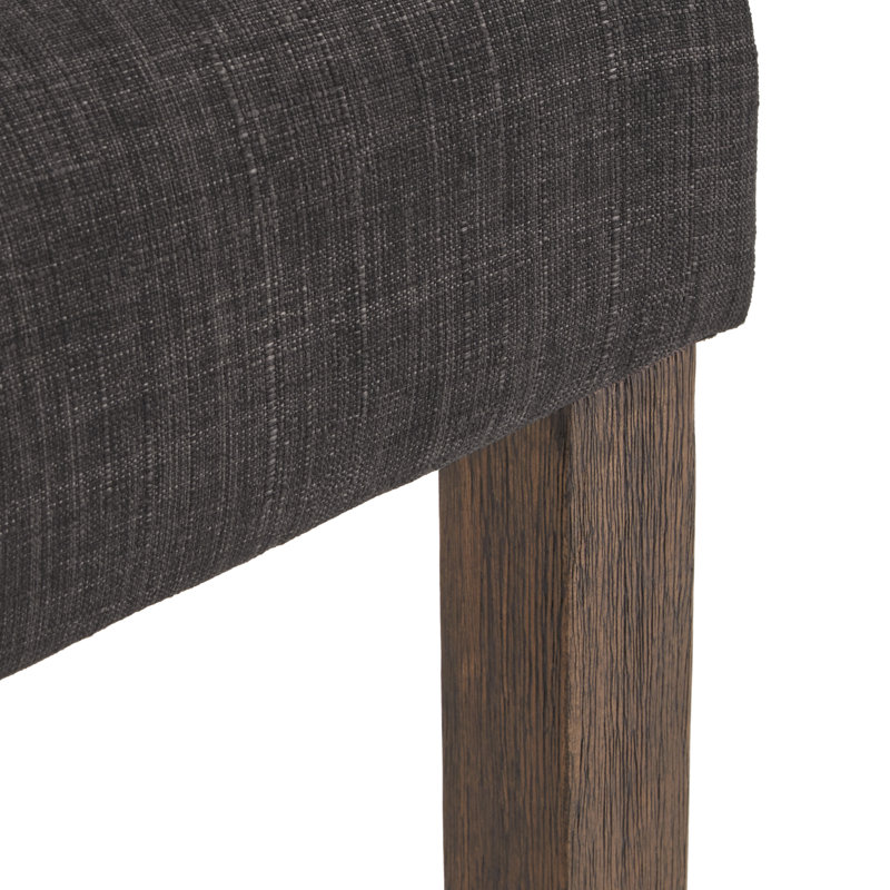 Dukinfield Upholstered Side Chair, Heathered Dark Grey Linen, Brown