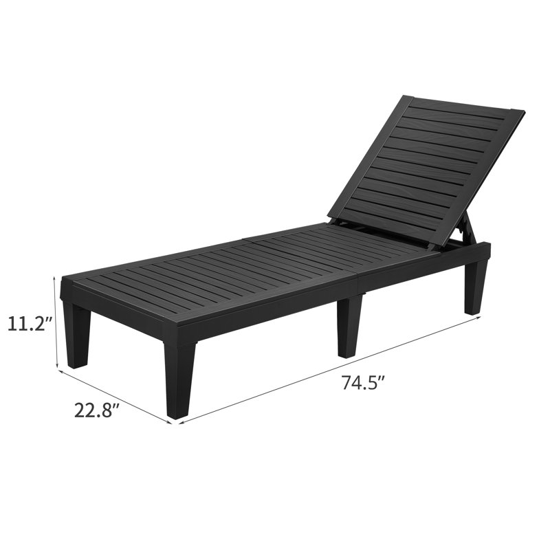 Elainea Outdoor Chaise Lounge, Black