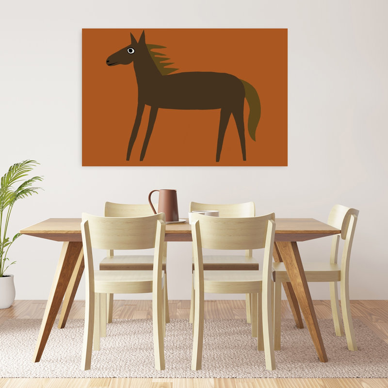 Art mural cheval fantaisiste brun minimaliste