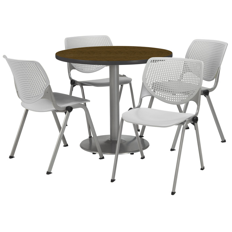 Table ronde pour salle de pause, Noyer, Gris clair, L 36 po x P 36 po