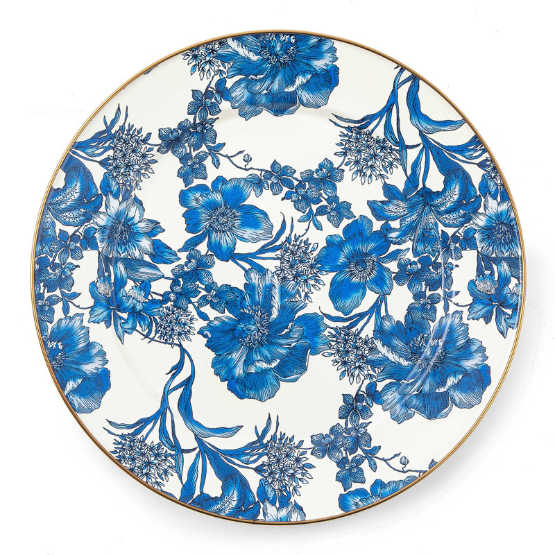 English Garden Enamel Charger/Plate, Blue/White