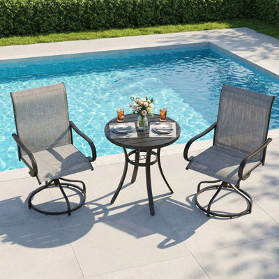 Ensemble de 2 chaises de patio pivotantes pour l'extérieur, à 360 ° avec dossier haut de 24 po et accoudoirs ergonomiques, meubles en polyester enduit de PVC résistant aux intempéries avec structure robuste, pour pelouse, jardin, terrasse, 330 lb (gris) (table non incluse ))