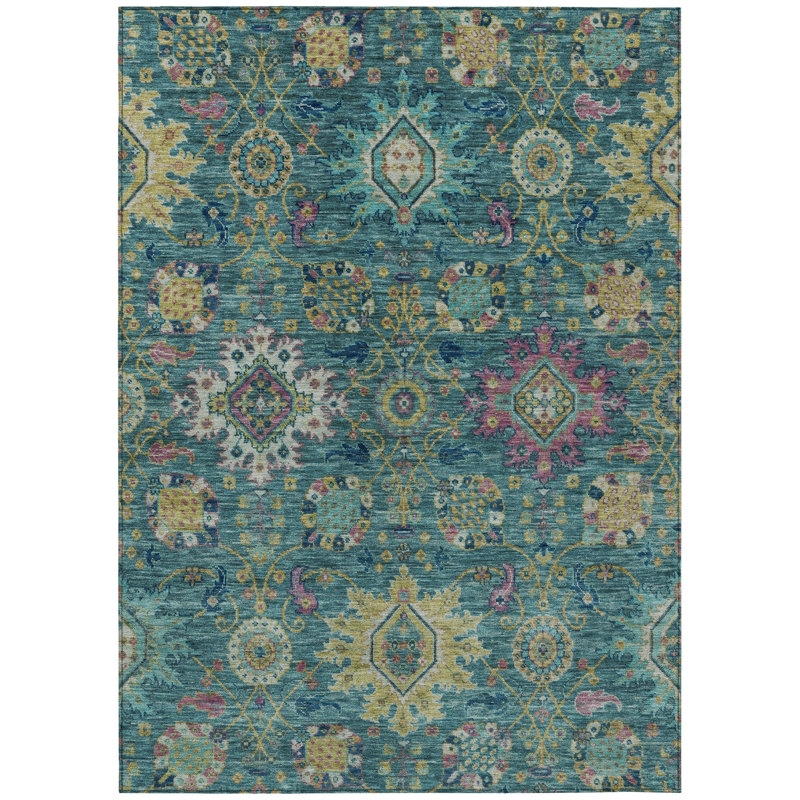 Machine Washable Indoor/Outdoor Jacinto ACN2151 Medallions Rug, Rectangle 9' x 12'