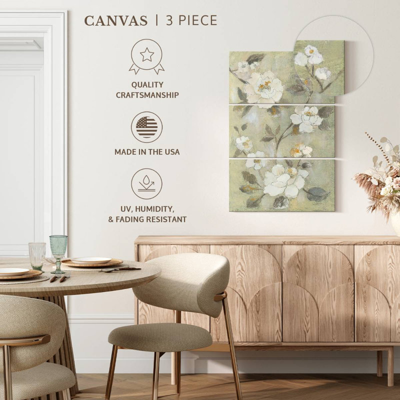Harnek, fleurs de printemps romantiques I - blanc, H 38 po x l 24 po