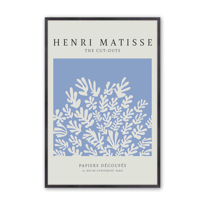 Affiche La Gerbe en bleu Matisse, Impression encadrée sans passe-partout, Zinc patiné, H 15,25 po x l 12,25 po x P 1,25 po