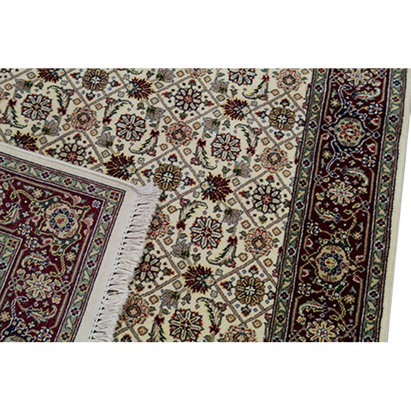 Tapis ivoire noué à la main de haute qualité