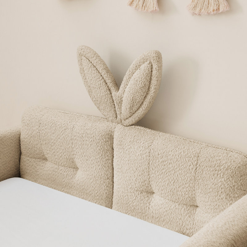Twin Size Upholstered Platform Bed, Camel
