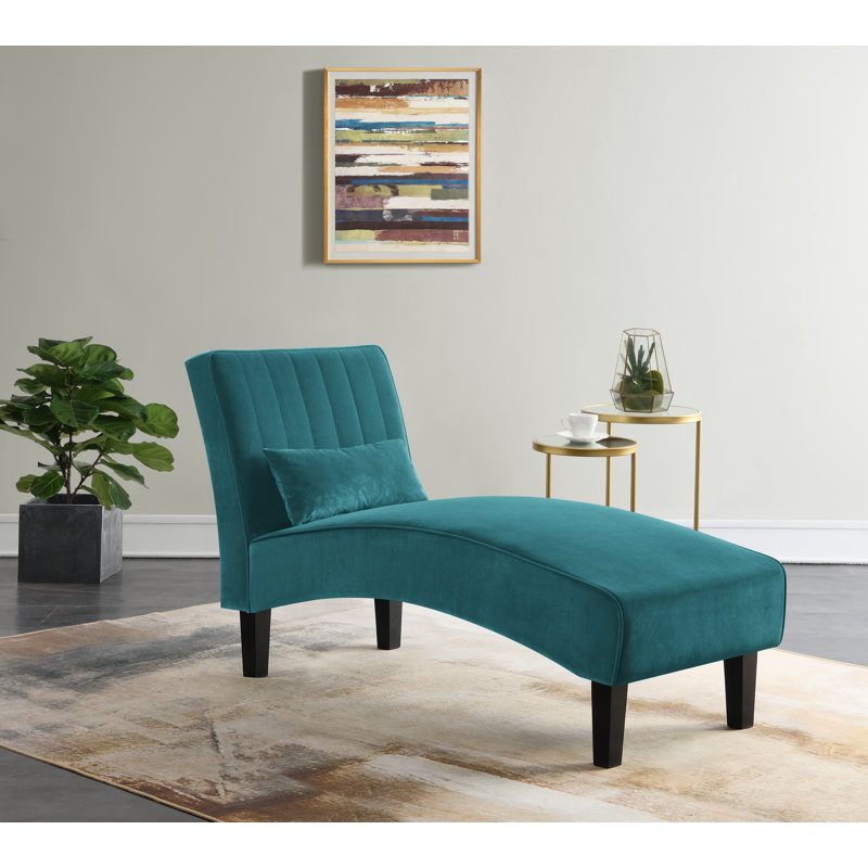 Abbiegail Velvet Chaise Lounge, Teal