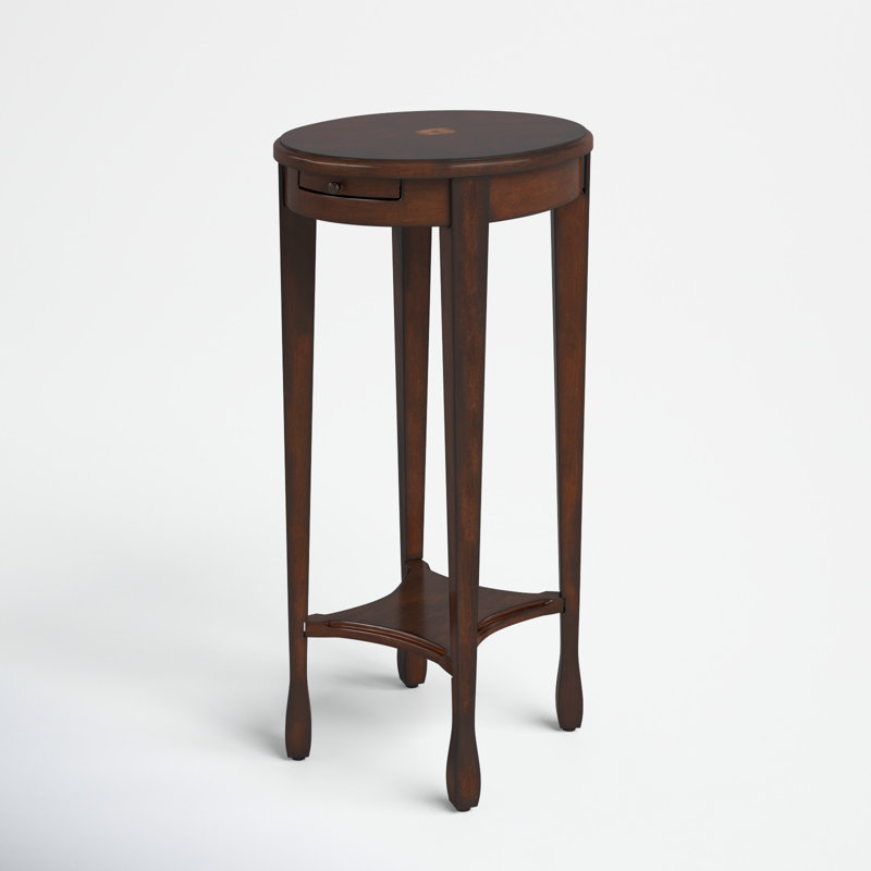 Bette Oval End Table With Storage, Cherry Veneer