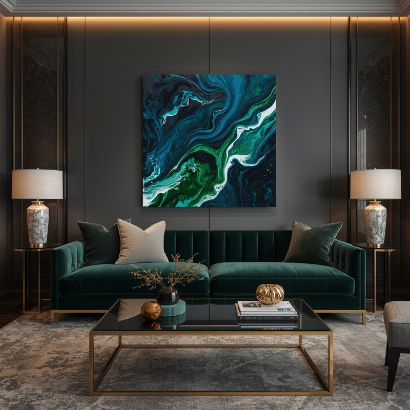 Abstrait art fluide sur toile grise 20, H 8 po x l 8 po