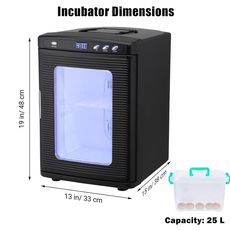 25 L Incubator, Portable Reptile Science Laboratory Incubator, Temperature Controlled 10°c-60°c For Small Reptiles, Cooling And Heating Digital Incubator, Incubator 12v/110v