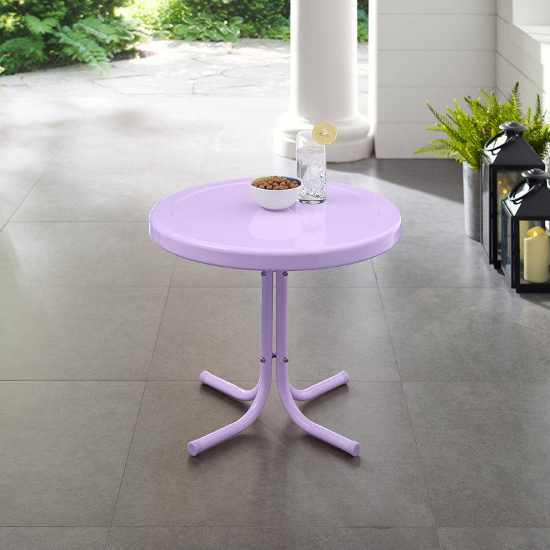 Alanna Round Metal Outdoor Side Table , 22'' in. W 22'' in. D, Lavender Gloss