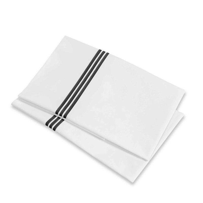 Platinum Percale Pillow Case, White/Black, King Pillowcase