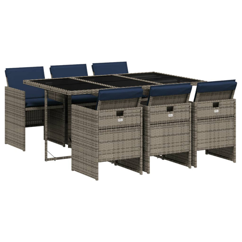 Hokku Designs 5 Piece Patio Dining Set With Cushions Brown Poly Rattan, Gray, 6, Gray