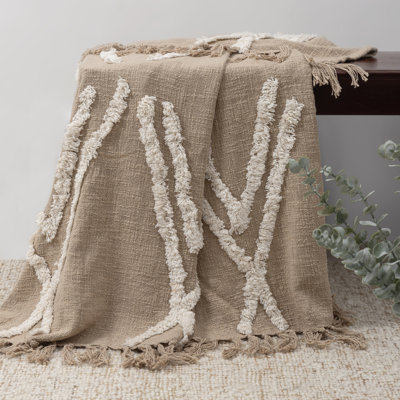 Handwoven Tufted Cotton Throw Blanket