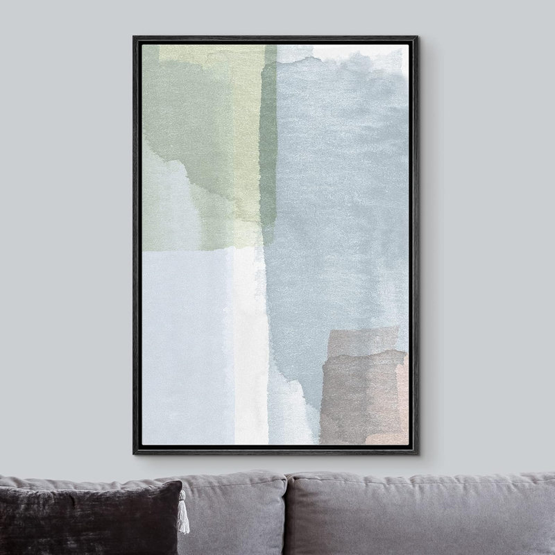 Bleu, aquarelle, blocs de peinture, illustrations abstraites, bohème, pastel coloré, Naturel, H 36 po x l 24 po
