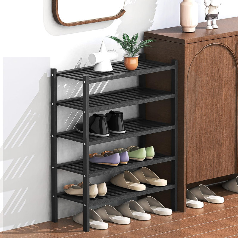 12 Pair Stackable Shoe Rack, Black