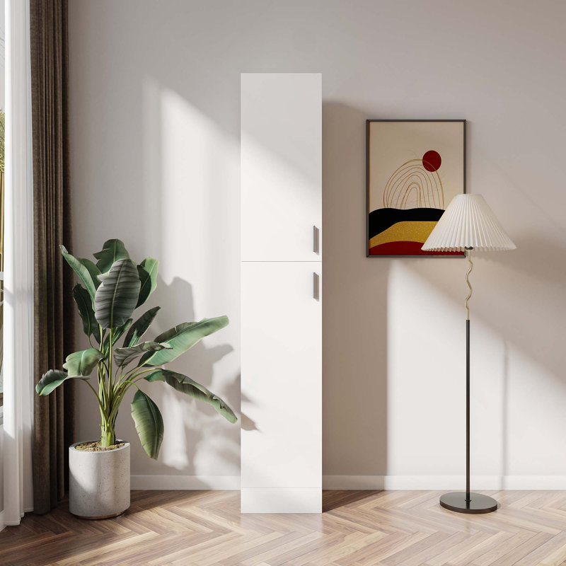 Armoire autoportante avec tablettes réglables et 2 portes pour la cuisine, la salle à manger et la salle de bain, White
