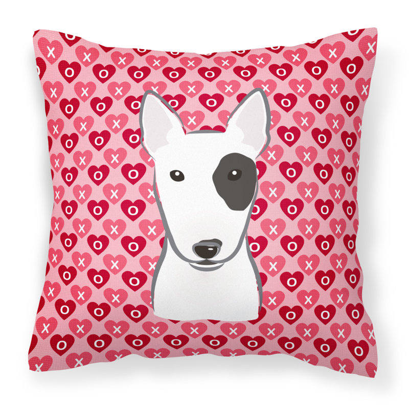Coussin décoratif intérieur/extérieur schnauzer hearts, 18 po x 18 po, Bull-terrier