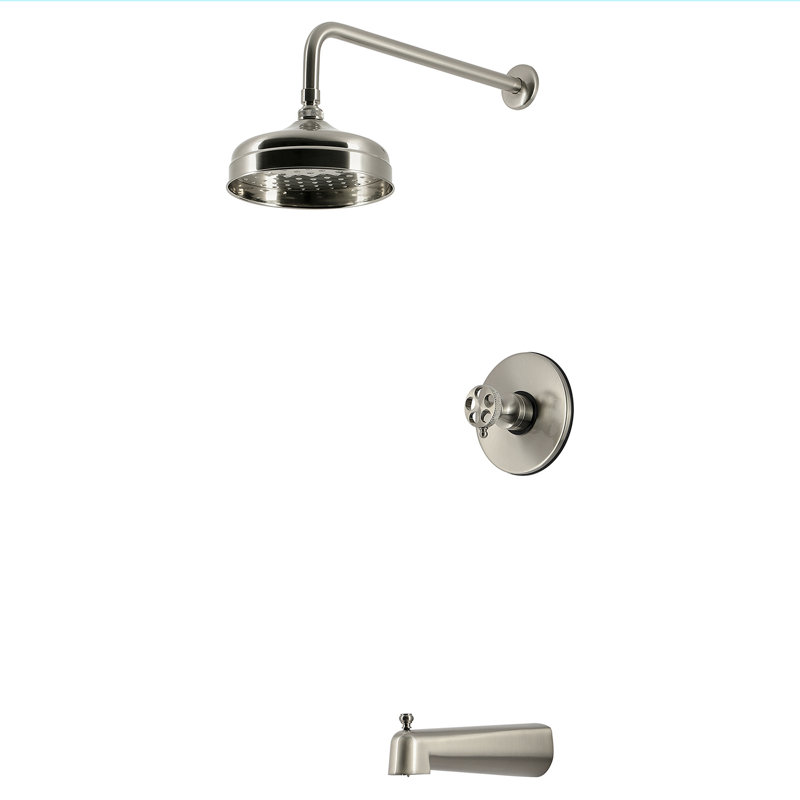 Kingston Brass Webb Single-Handle Pressure Balanced Tub and Shower Faucet, Brushed Nickel
