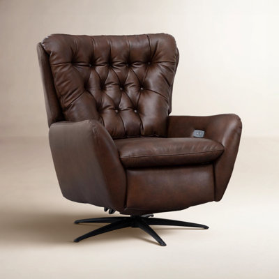 Harrington 31" Genuine Leather Swivel Power Recliner