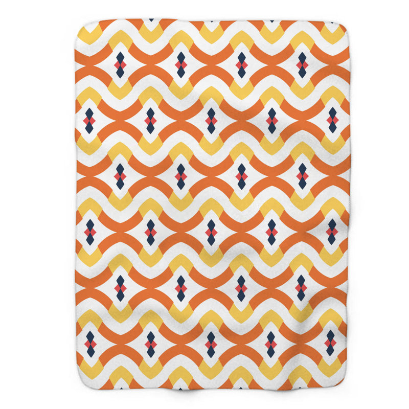 Pattern Yellow - 1 Piece Premium Sherpa Blanket, Queen