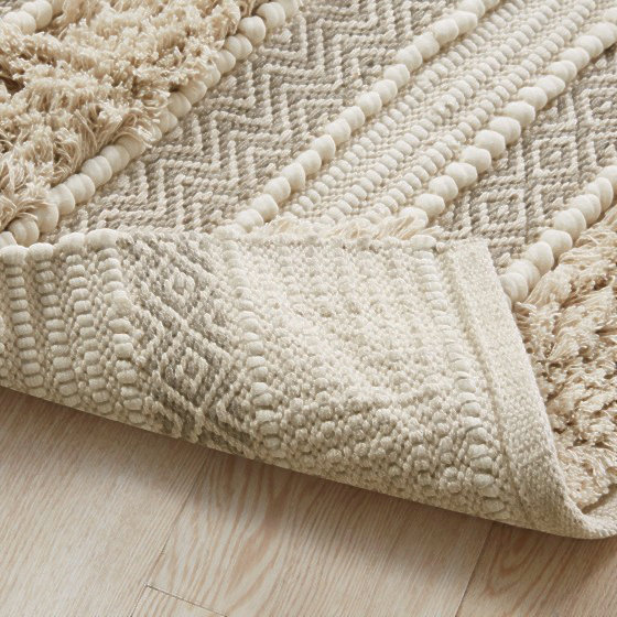 Woven Texture Stripe Bath Rug Natural 22X58"