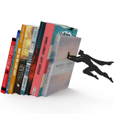 Book Ends To Hold Books Heavy Duty - Hidden Metal Bookends For Shelves Desk Or Countertop - Bookend Book Holder For Home Decorative - Gift For Book Lovers And Home Décor (Book&Hero)