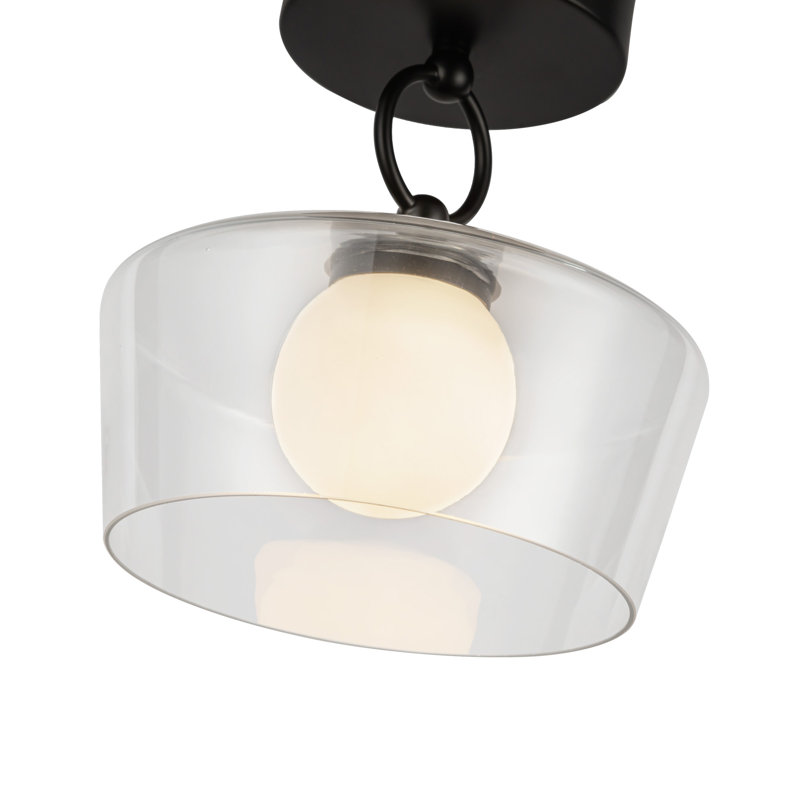 Leota Glass LED Semi Flush Mount, Black