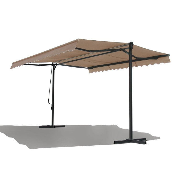 Dakota Fields 395cm W x 3.95cm D Fabric Cover Retractable Patio Awning, Sand, Yes