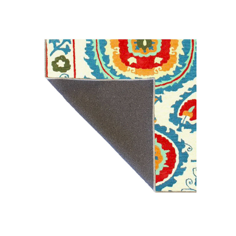 Tapis tissé à motif floral bordeaux à motif crème et lavable, Tapis de couloir 3 pi 3 po x 6 pi 7 po