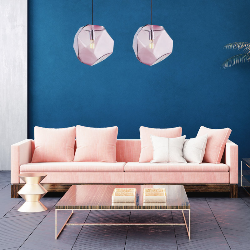 Datonye 1 - Light Matte Black Geometric Pendant, Pink