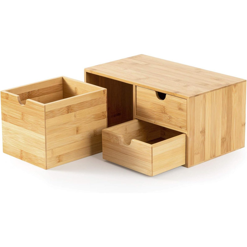 Boîte de rangement de tiroir de table en liège, organisateur de rangement de table avec tiroirs, convient aux bureaux, maisons, coiffeuses, etc. Peut contenir des articles de toilette et ne nécessite pas d'assemblage (3 tiroirs)
