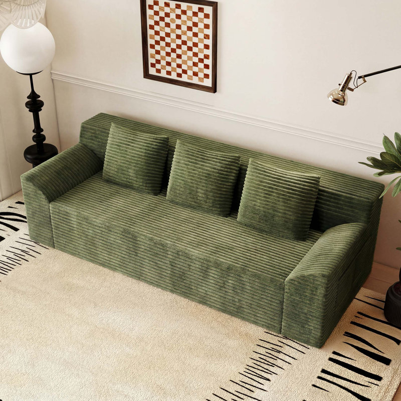 Canapé 71 po 3 pièces, tissu velours côtelé, sièges profonds, canapé causeuse confortable, sans assemblage, 1 pièce