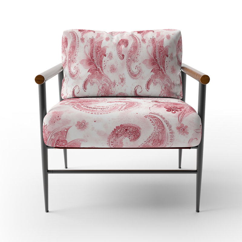 Chaise rembourrée en velours French Country, Bras ronds bruns