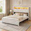 Lit plateforme tapissier avec rangement Beige