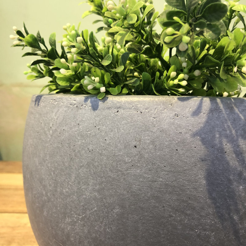11" W x 7.5" H Concrete Gray Small Round Concrete Plant Pot/Planter Bowl for Indoor & Outdoor with Drainage Hole